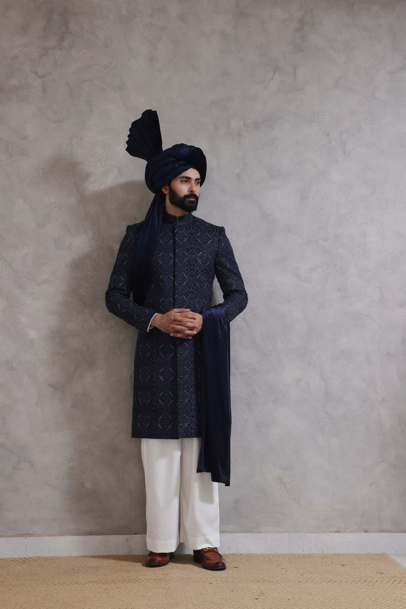 SHR 617 Navy Blue Sherwani