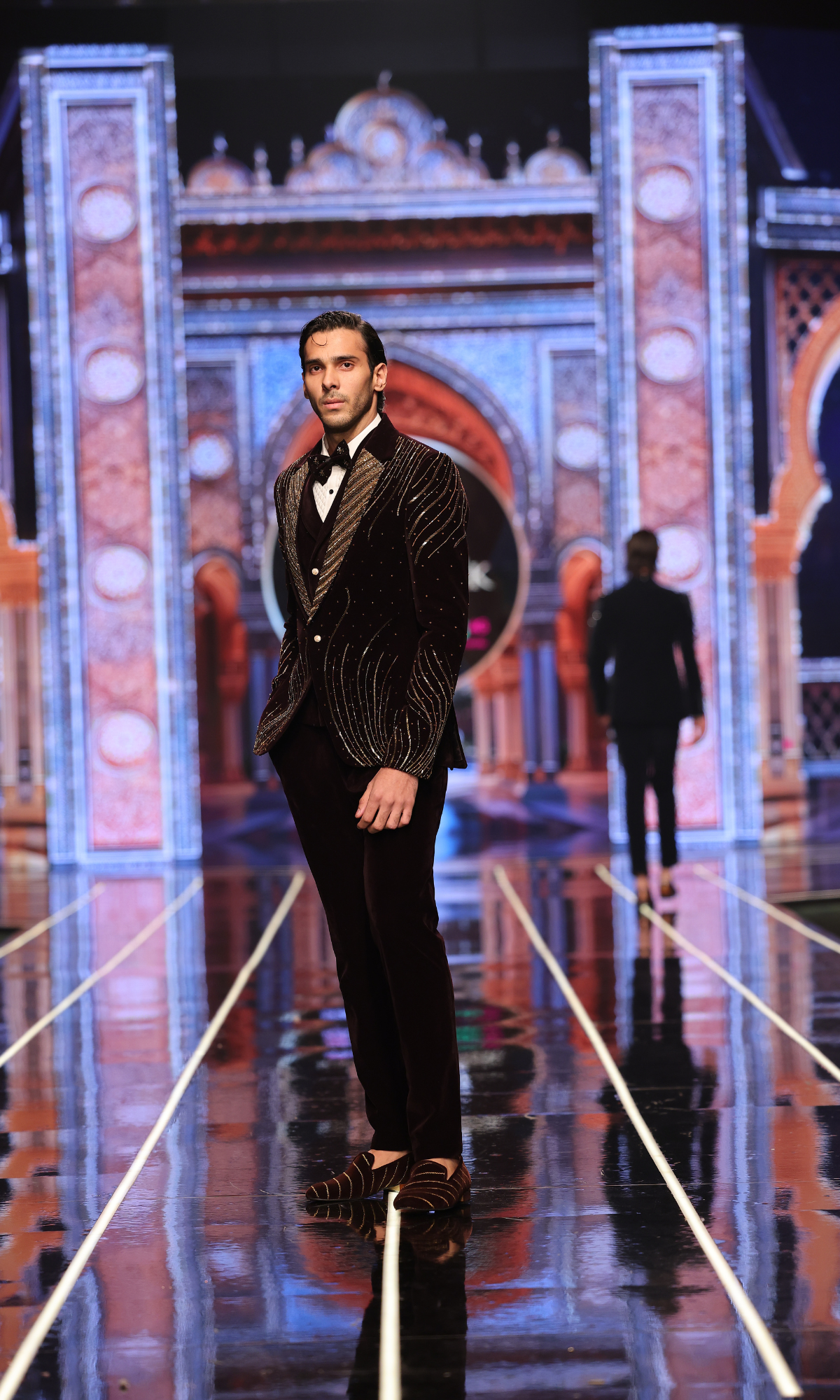 Khoobam Brown Zardozi Work Tuxedo