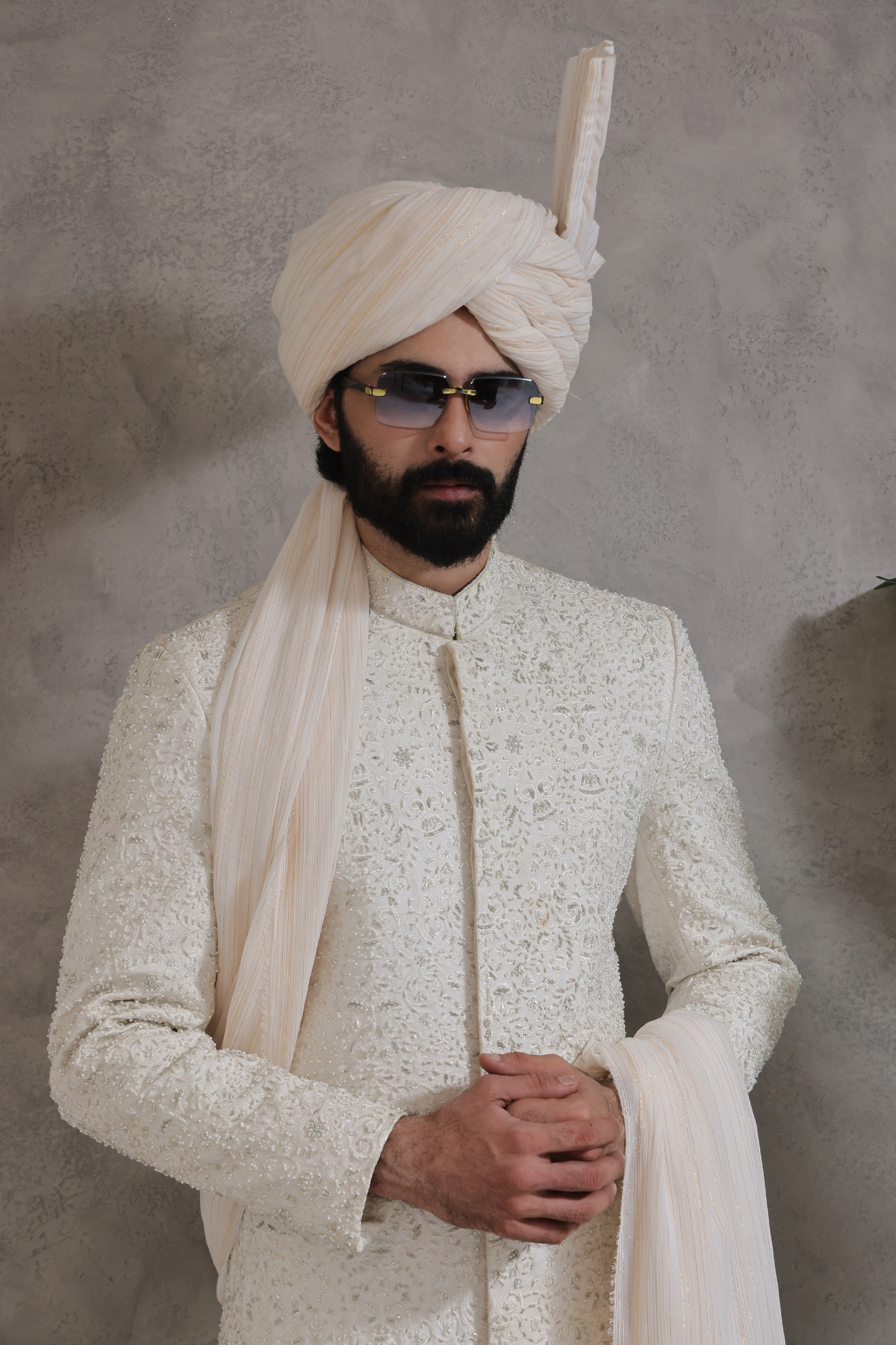 SHR 616 White Sherwani