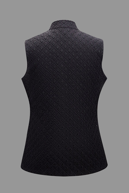 MC 93 Black Waist Coat For Men - Mashal Couture