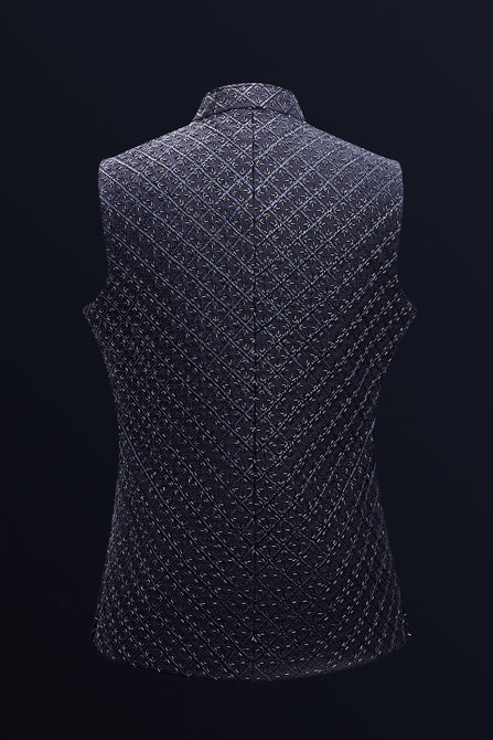 MC 94 Blue Waistcoat for Men - Mashal Couture