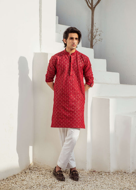 MC 23 Mirror Work Kurta Pajama Male - Mashal Couture