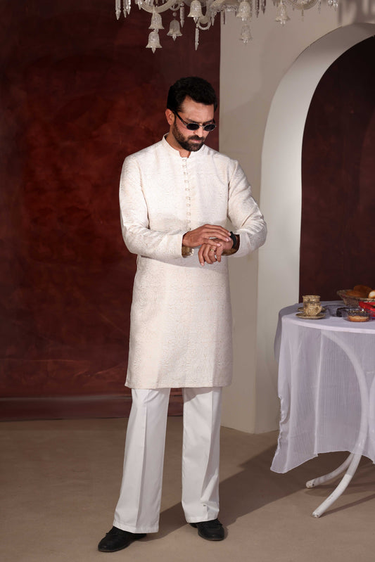 White Chikankari Kurta Wide Leg Trouser