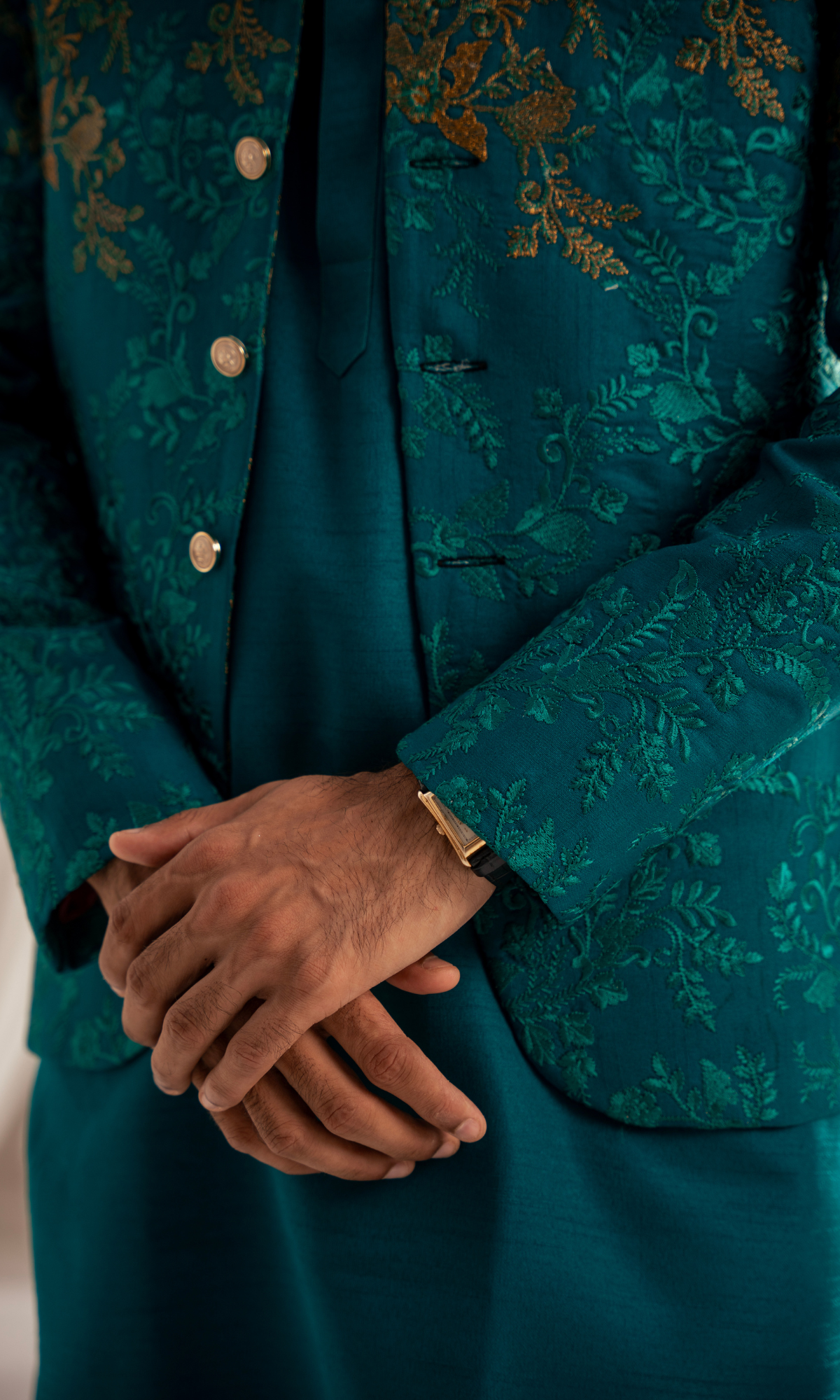 MC 200 Green Copper Men’s Prince Coat - Mashal Couture