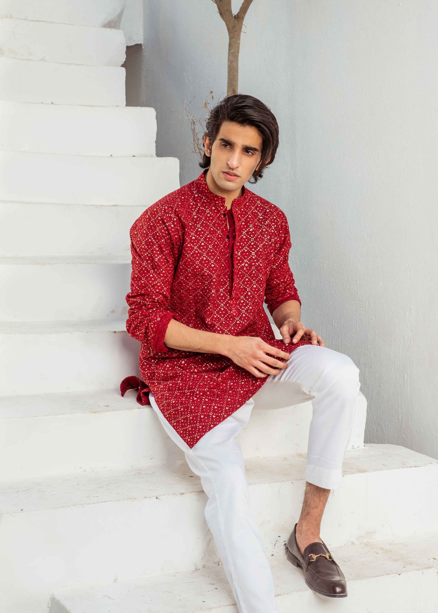 MC 23 Mirror Work Kurta Pajama Male - Mashal Couture