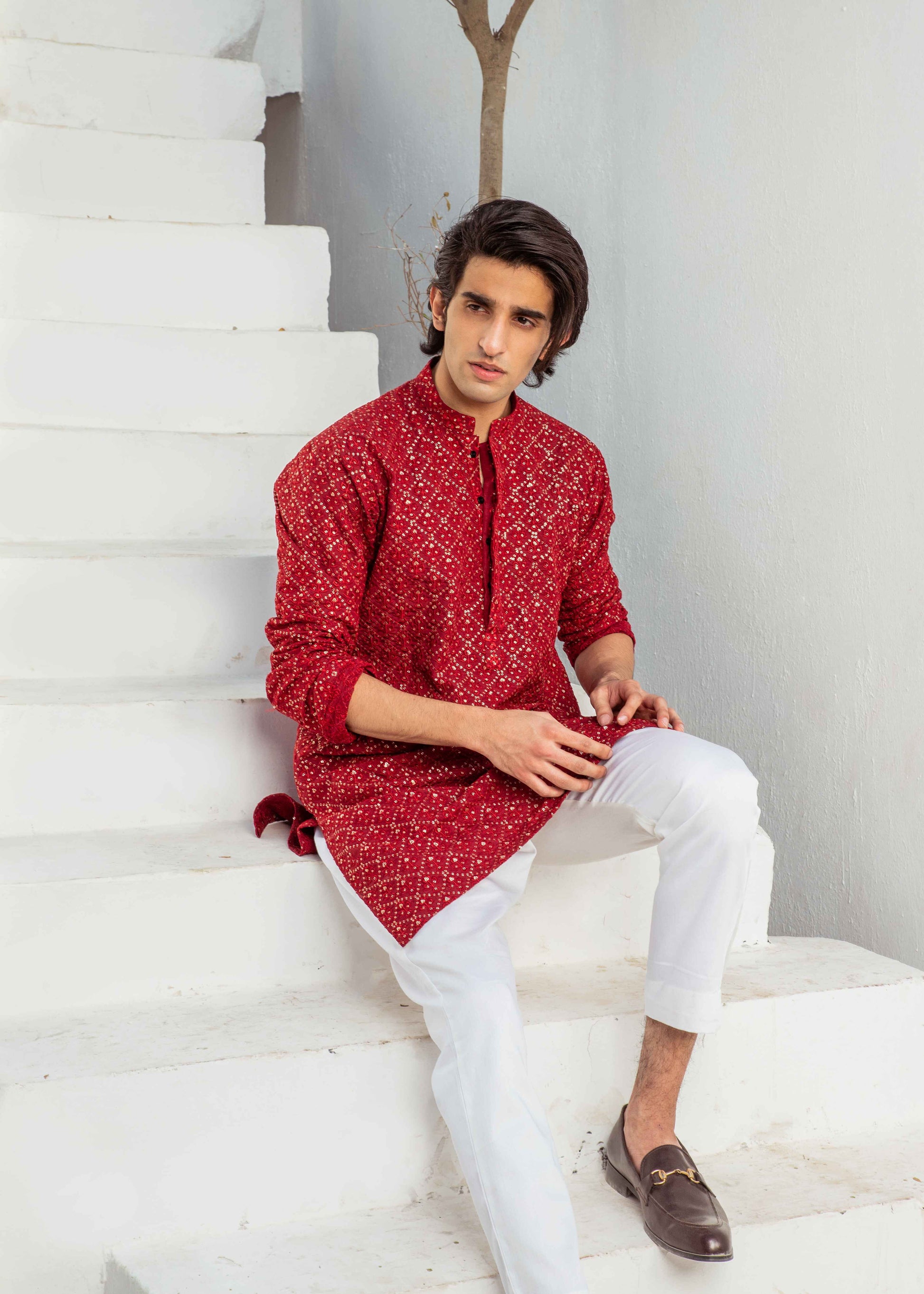 MC 23 Mirror Work Kurta Pajama Male - Mashal Couture