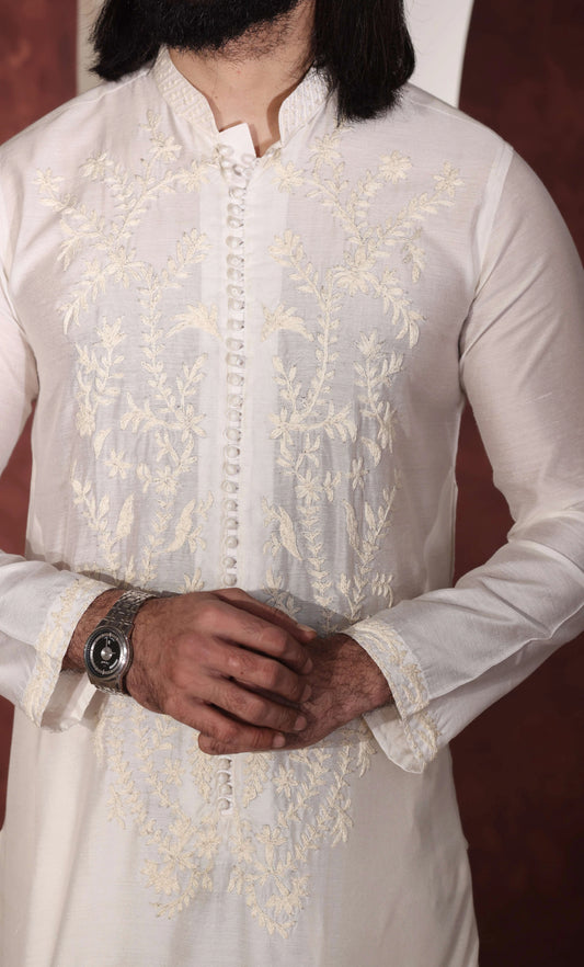 White Chikankari Kurta Trouser