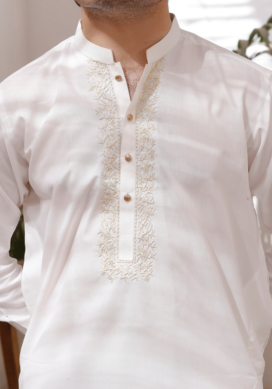 White Chikankari Kurta Trouser