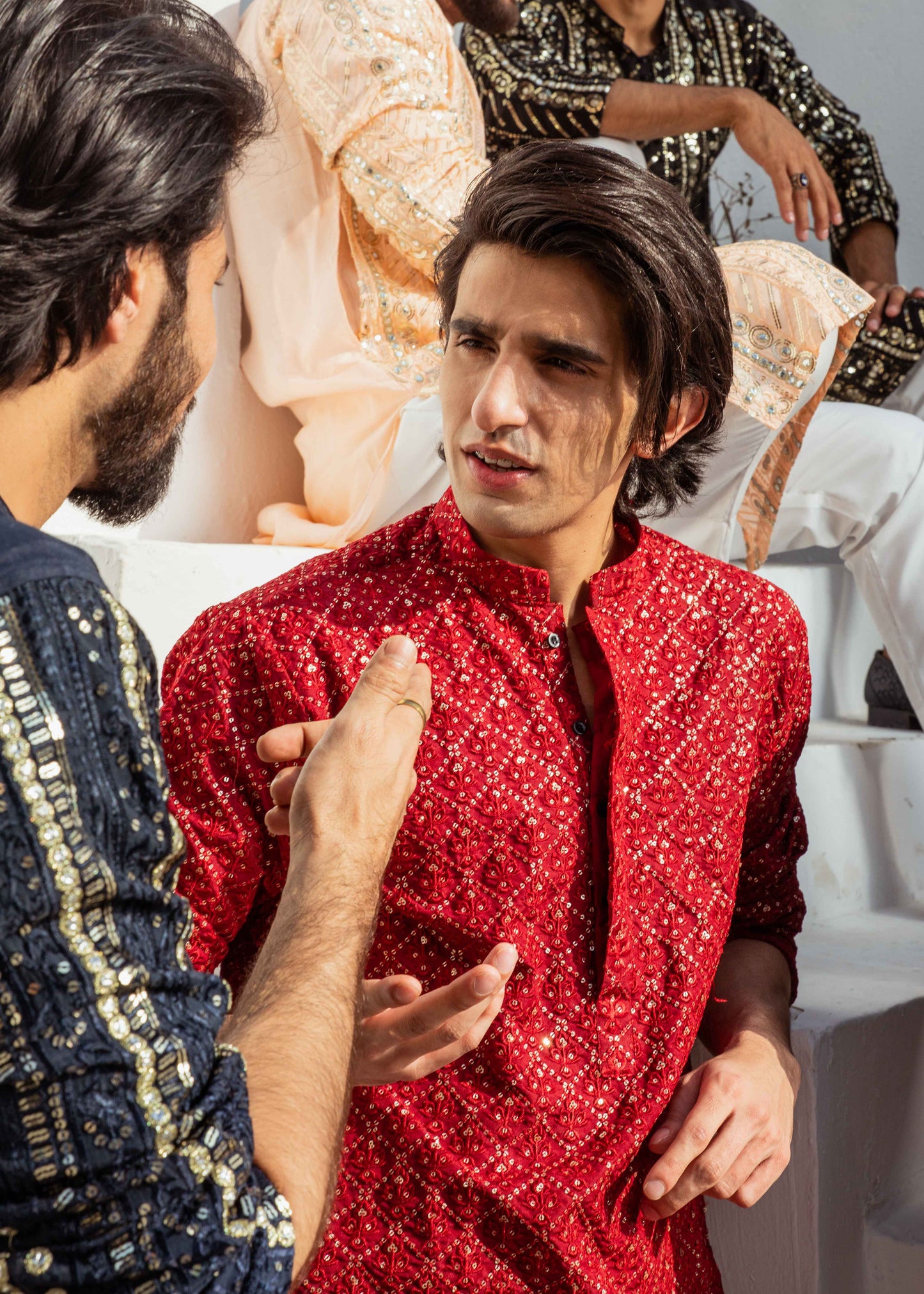 MC 23 Mirror Work Kurta Pajama Male - Mashal Couture