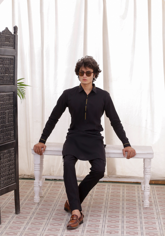 MC 18 Black Moderate Kurta Pajama