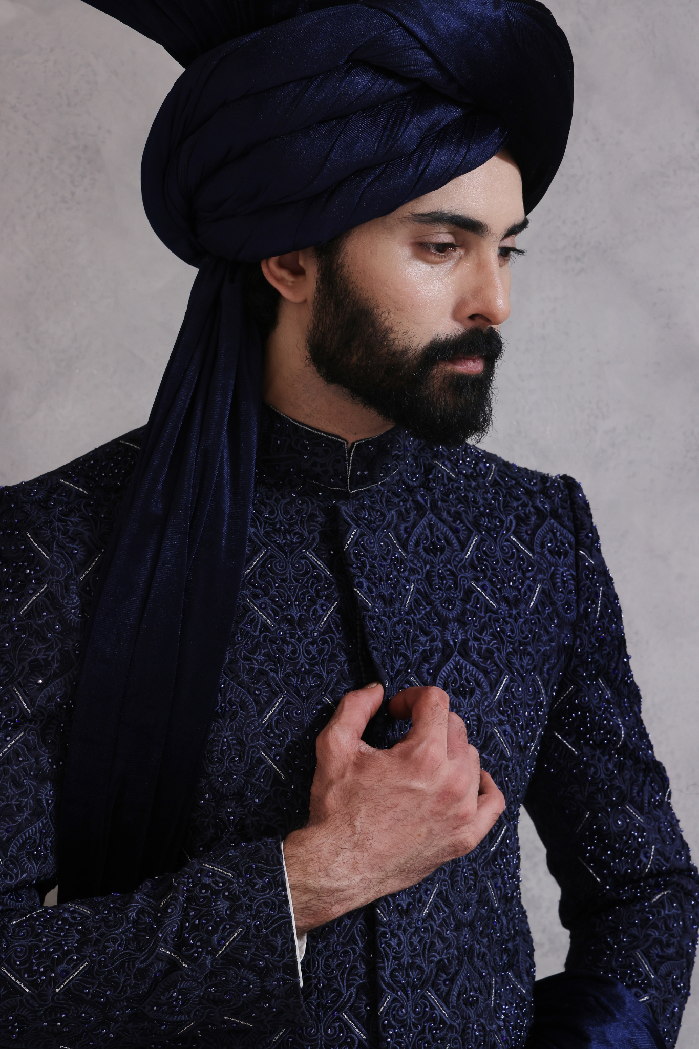 SHR 617 Navy Blue Sherwani