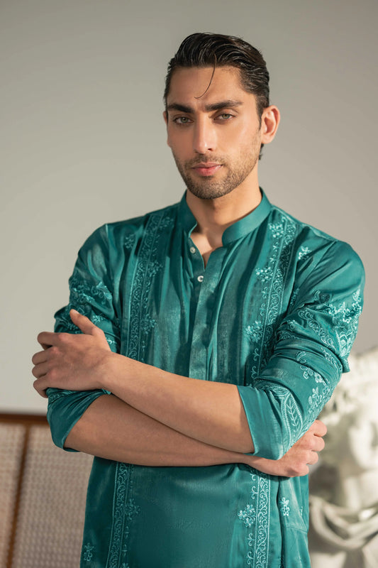 Beryl Emb Kurta With Farshi Shalwar