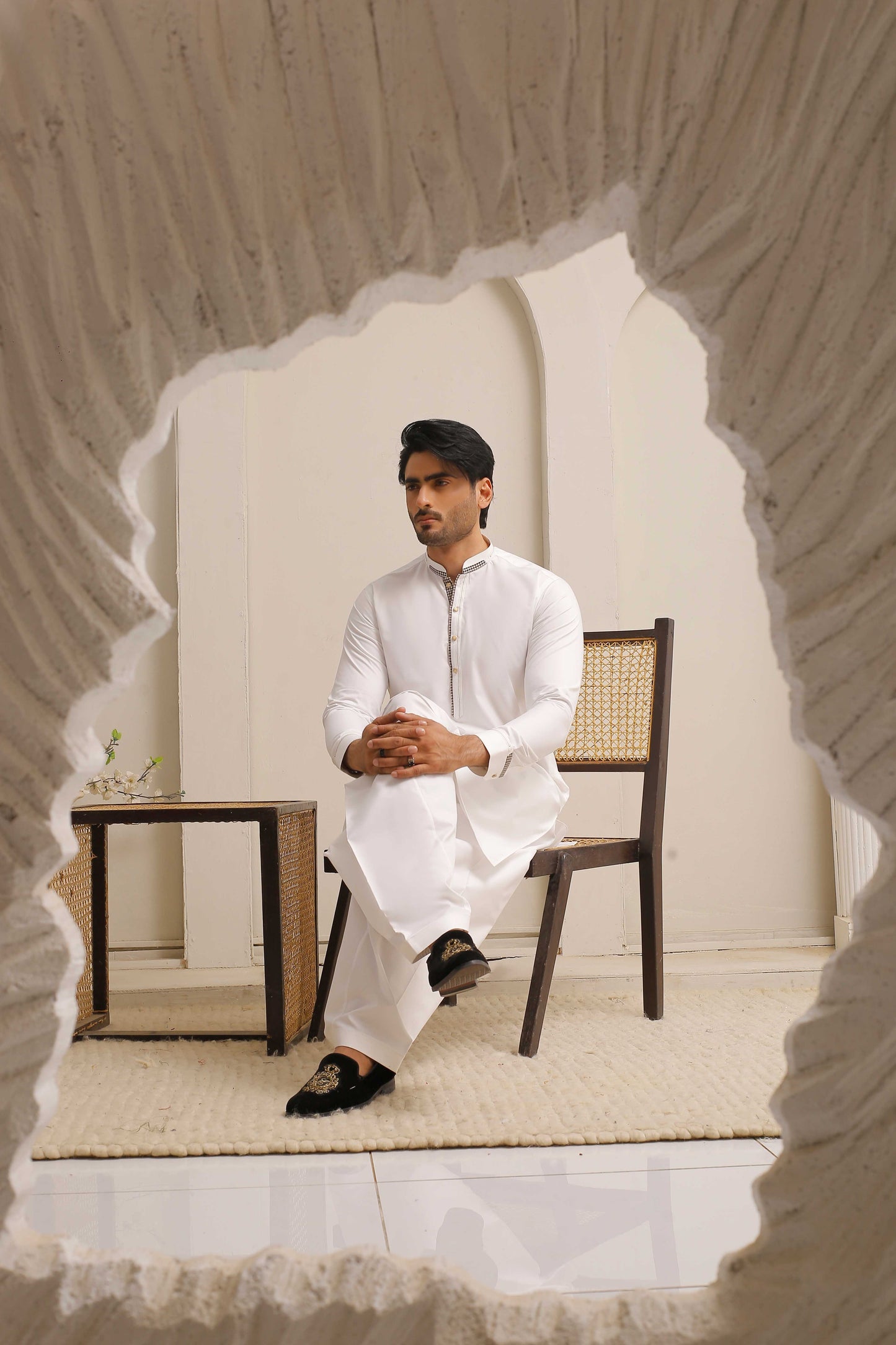 White Shining Executive Shalwar Kameez