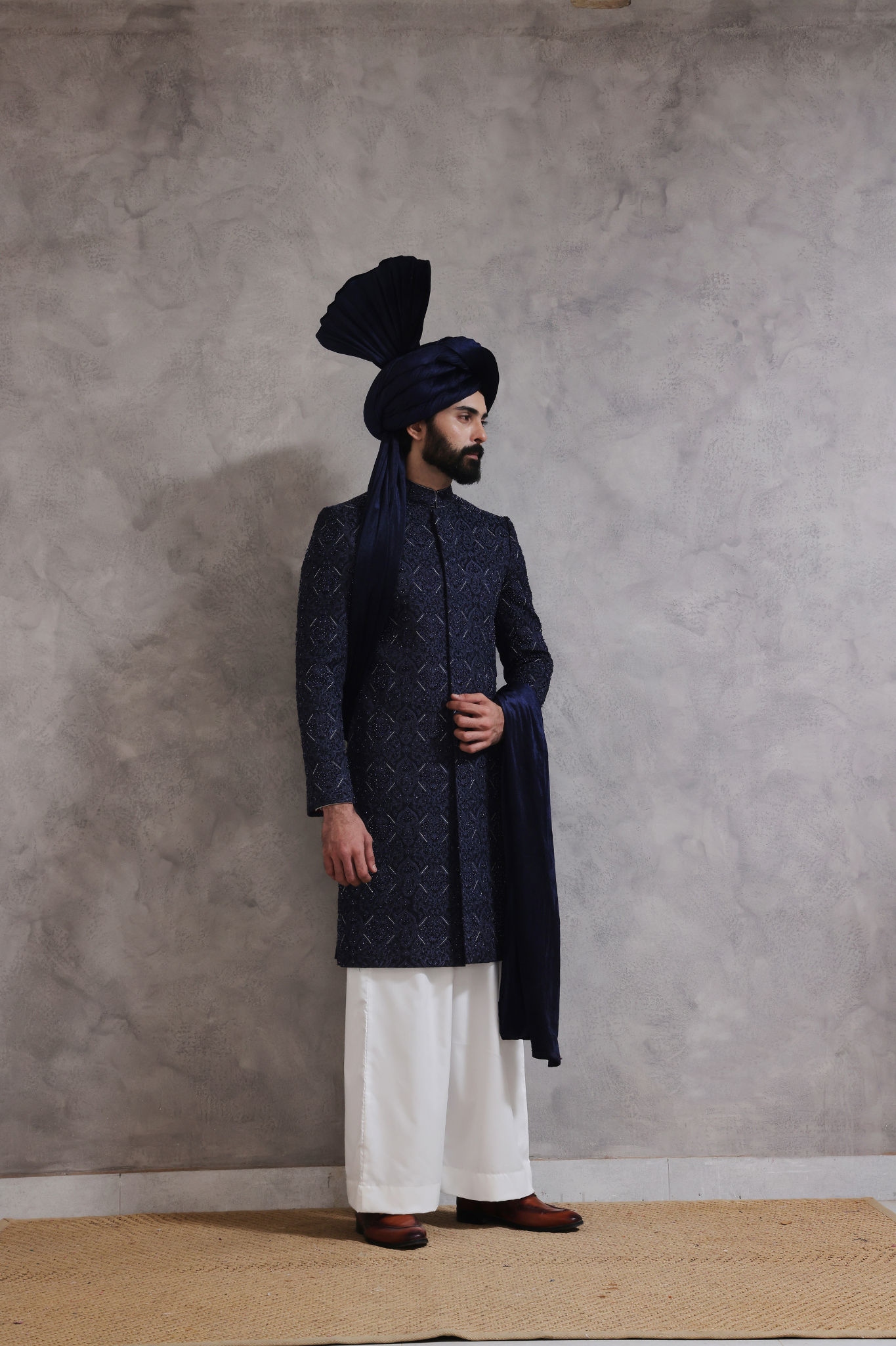SHR 617 Navy Blue Sherwani
