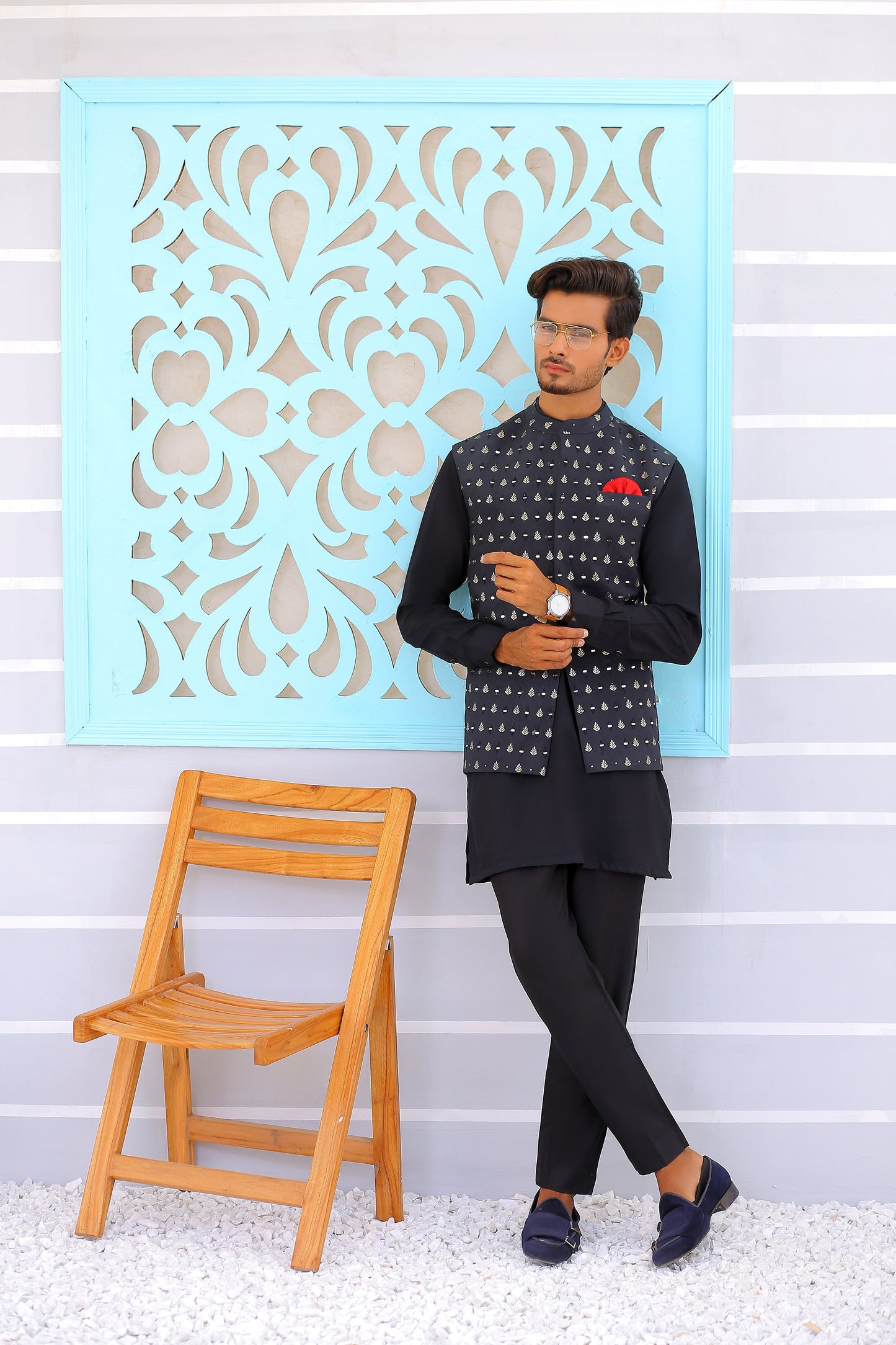 Black Mirror Work waistcoat and shalwar kameez