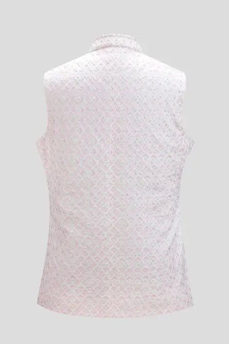 MC 107 Ivory White Waistcoat For Men - Mashal Couture