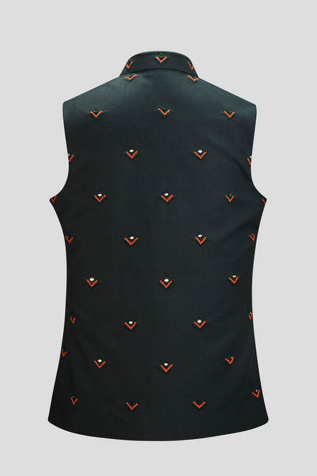 MC 99 Green Nautica Waistcoat For Men - Mashal Couture