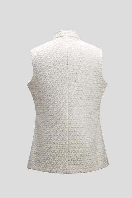 MC 110 Ivory White Waistcoat For Men - Mashal Couture