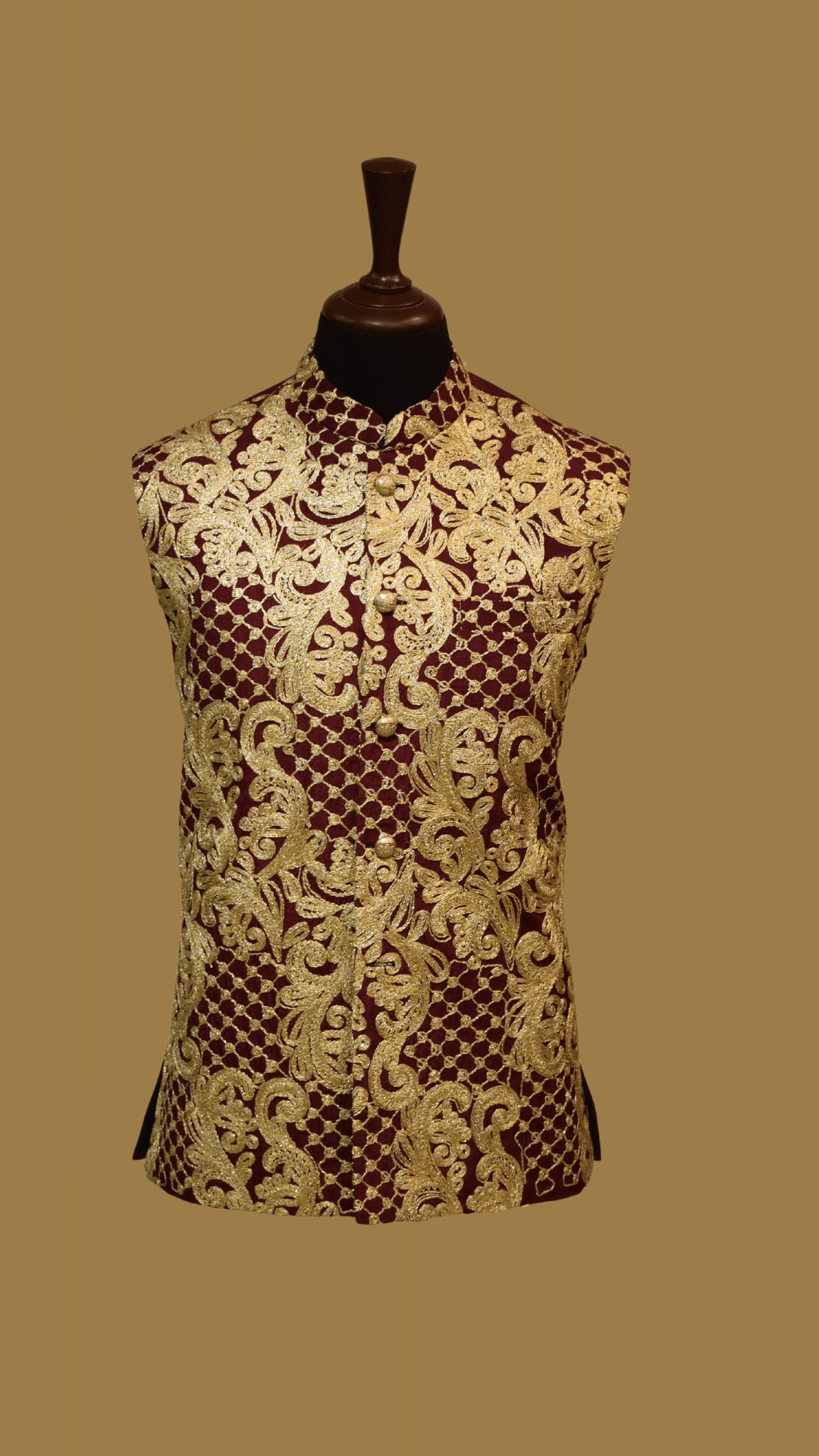Formal Maroon Waistcoat For Mens - Mashal Couture