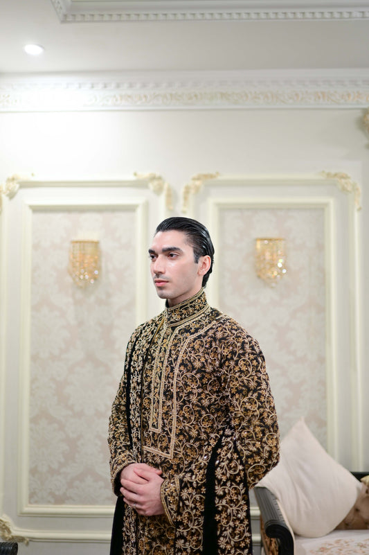 Ceremony Black Full Hand Work Kurta