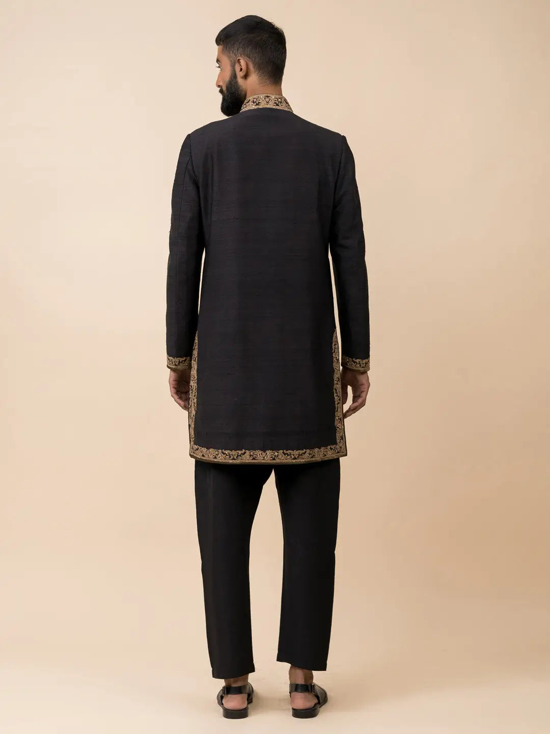 MC 510 Black Sherwani For Men - Mashal Couture