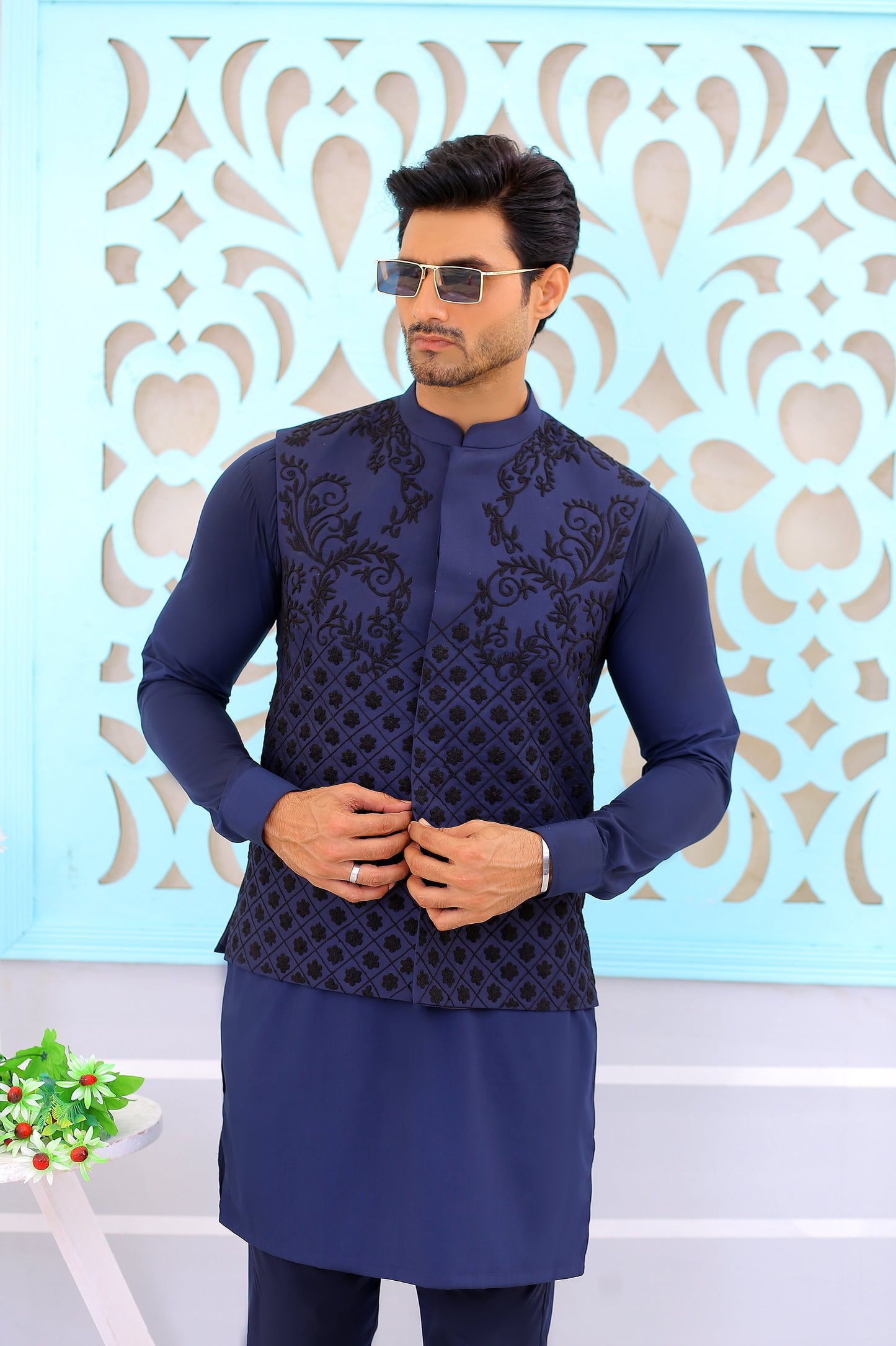 Navy Blue waistcoat men pakistan