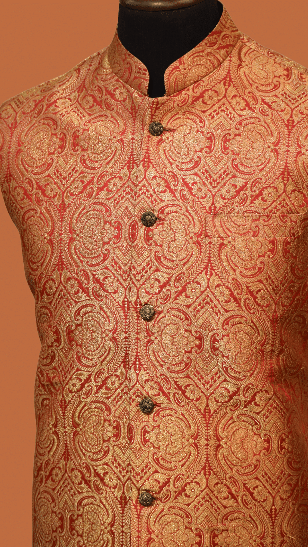 MC 113 Red and Gold Men's Waistcoat - Mashal Couture