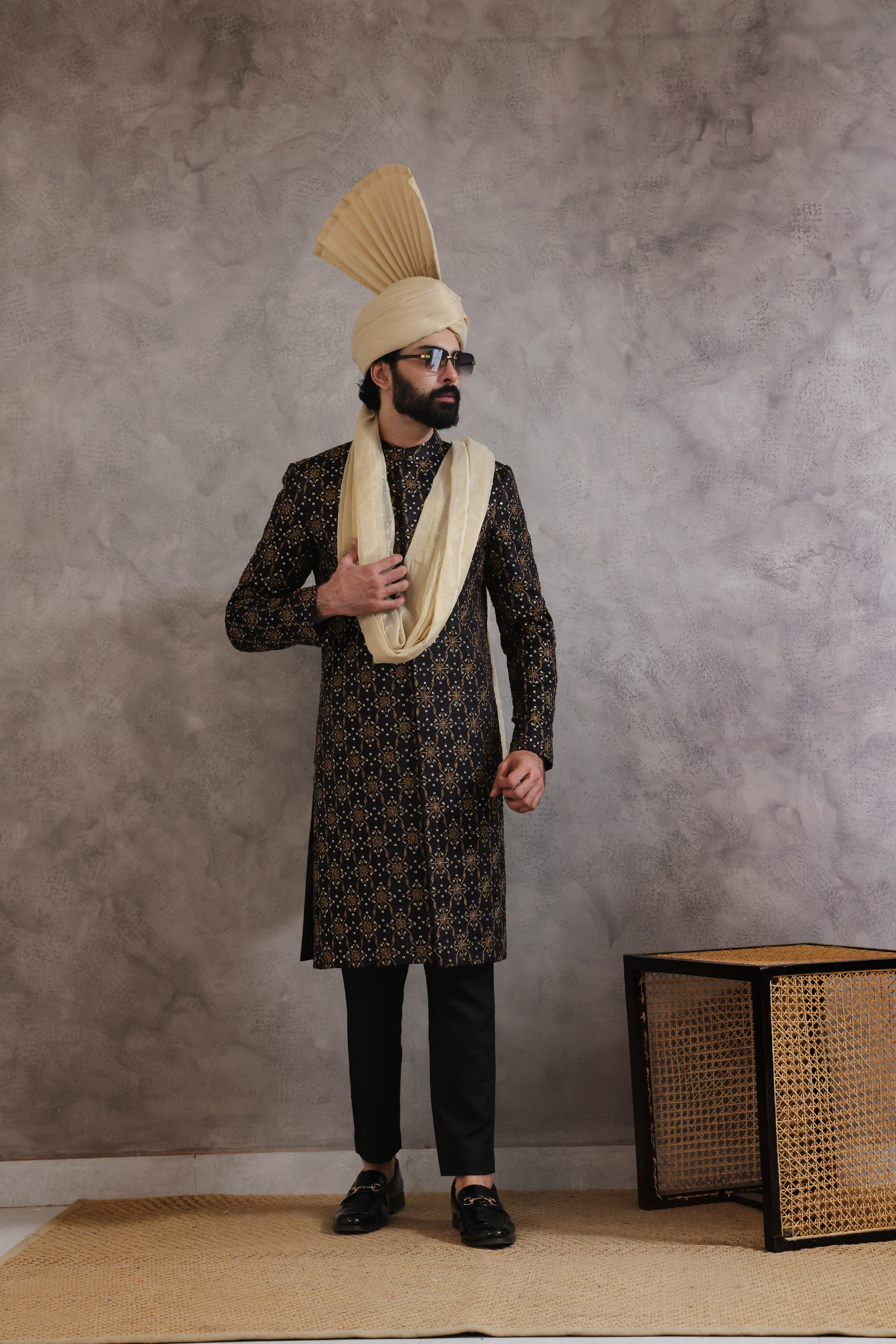 Sherwani With Black Shoes For Wedding