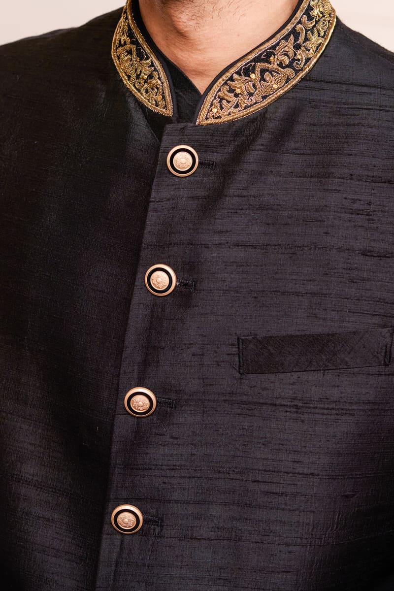 MC 503 Black Sherwani For Groom - Mashal Couture