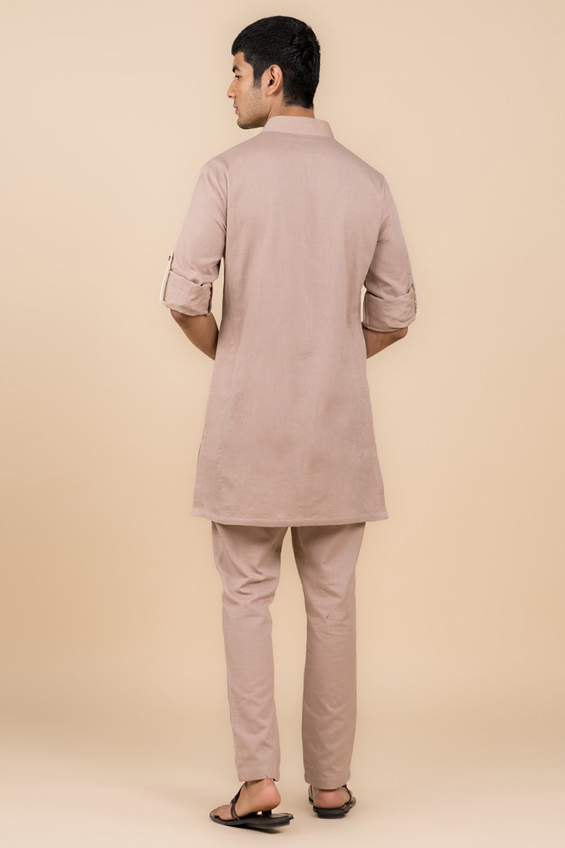 MC KP 07 Beige Front Open Kurta Pajama - Mashal Couture