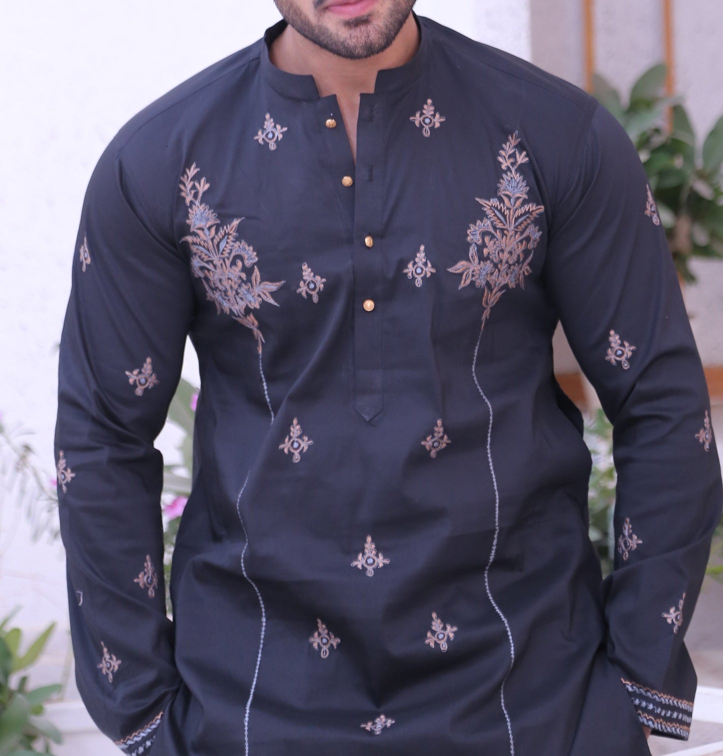 CK 03 Chikankari Mens Kurta Pakistan - Mashal Couture