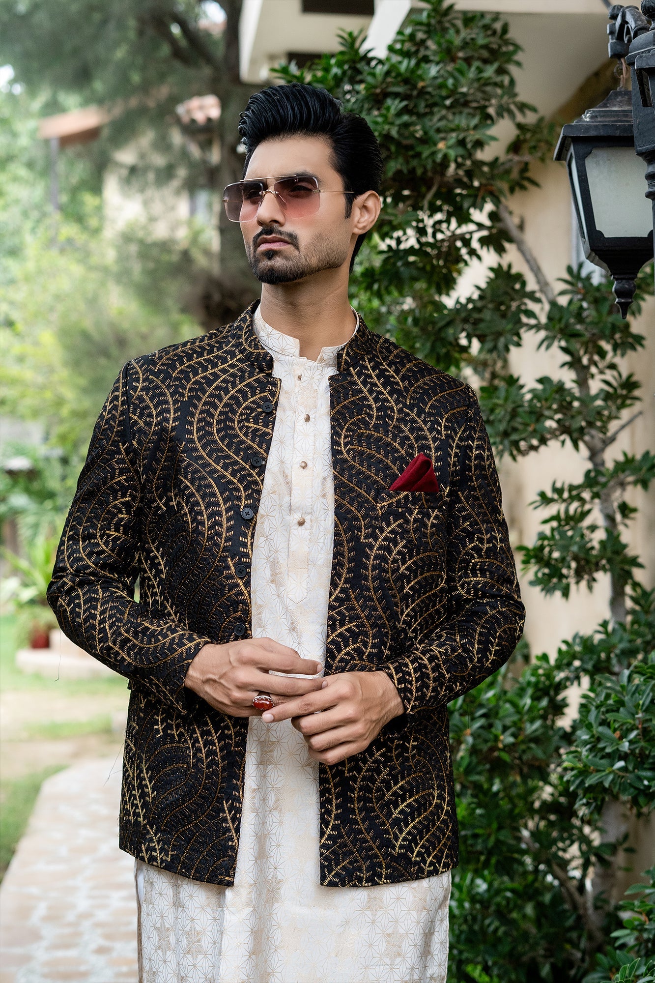 MC 150 Black Prince Coat - Mashal Couture