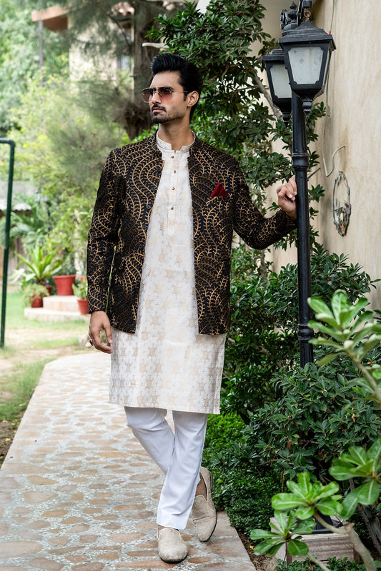 MC 150 Black Prince Coat - Mashal Couture