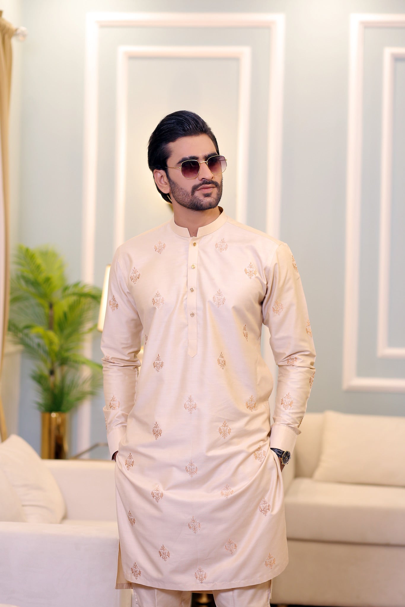 CK 17 Chikankari Mens Kurta Pakistan - Mashal Couture