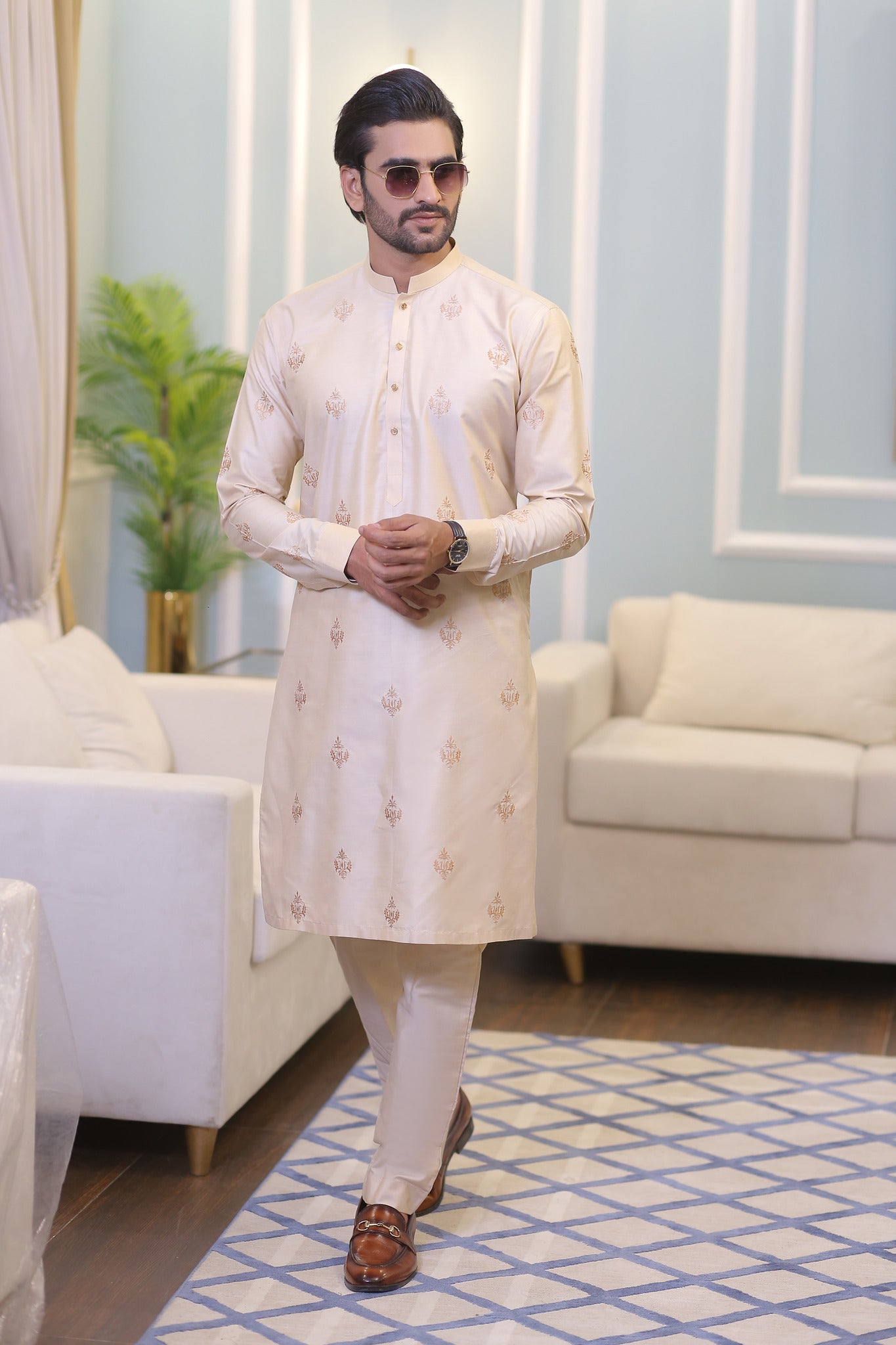 CK 17 Chikankari Mens Kurta Pakistan - Mashal Couture