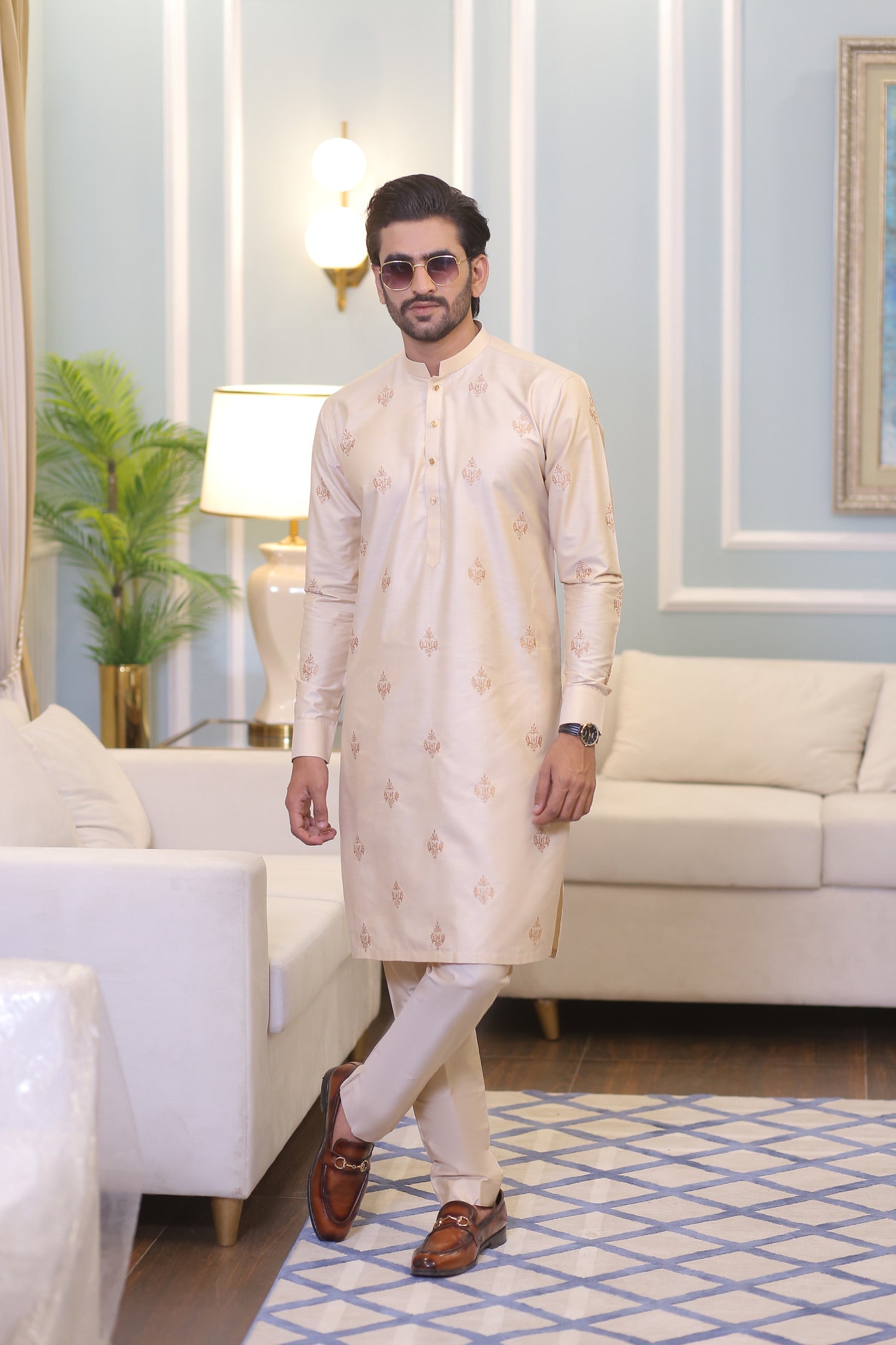 CK 17 Chikankari Mens Kurta Pakistan - Mashal Couture