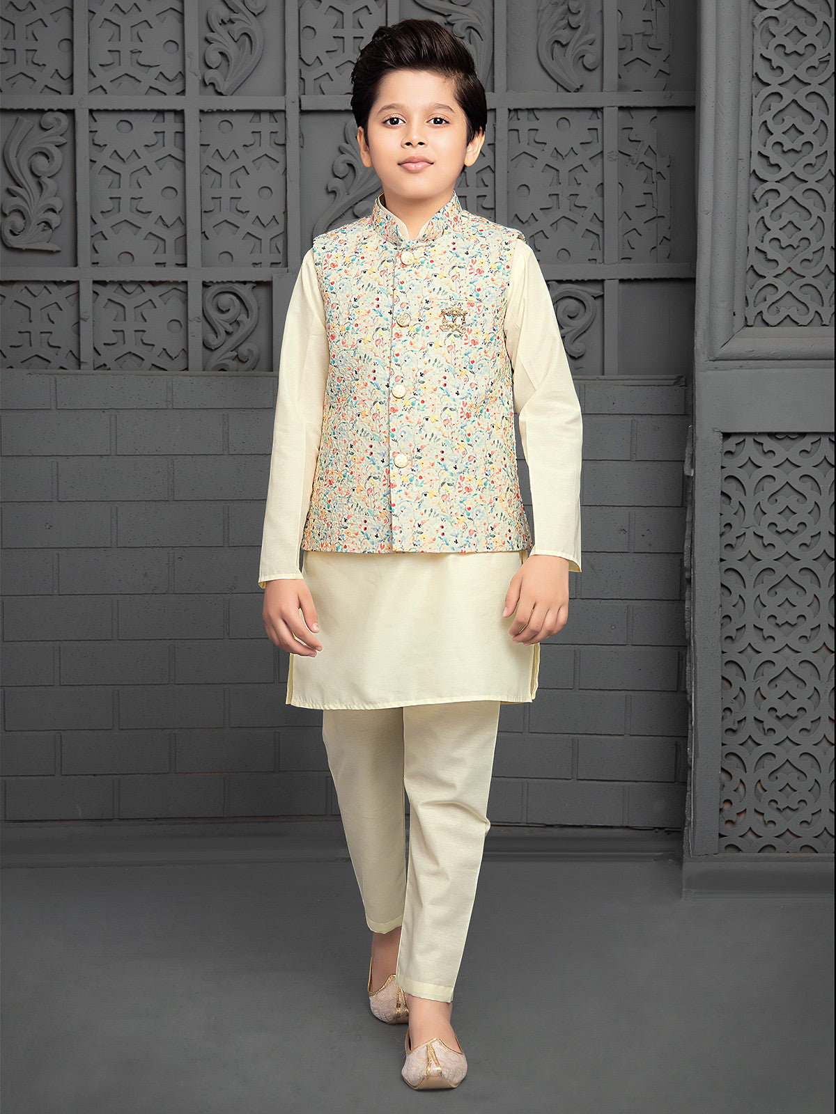 MC KW 03 Kids Waist Coat With Kurta Pajama - Mashal Couture