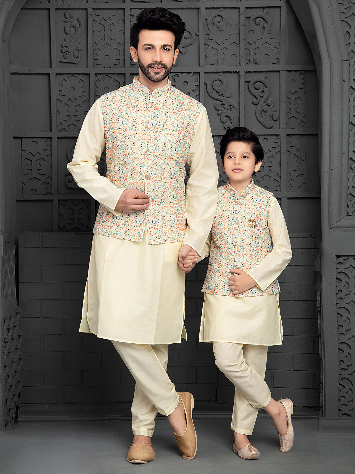 MC FS 08 Embroided Waist Coat With Kurta Pajama - Mashal Couture