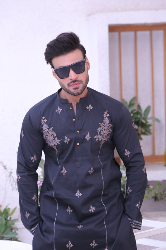 CK 03 Chikankari Mens Kurta Pakistan - Mashal Couture