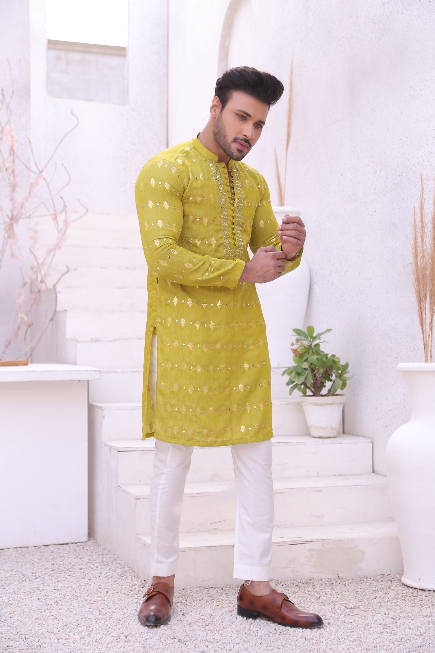 MC 11 Mirror Work Men Kurta Design - Mashal Couture