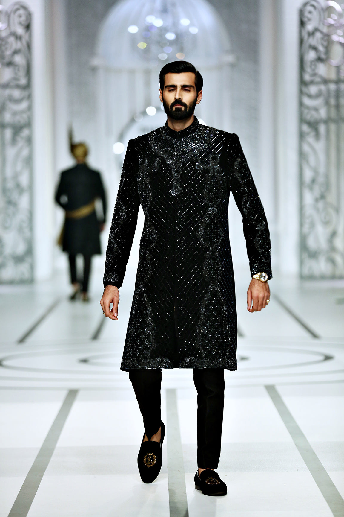 MC 603 Groom Black Sherwani - Mashal Couture