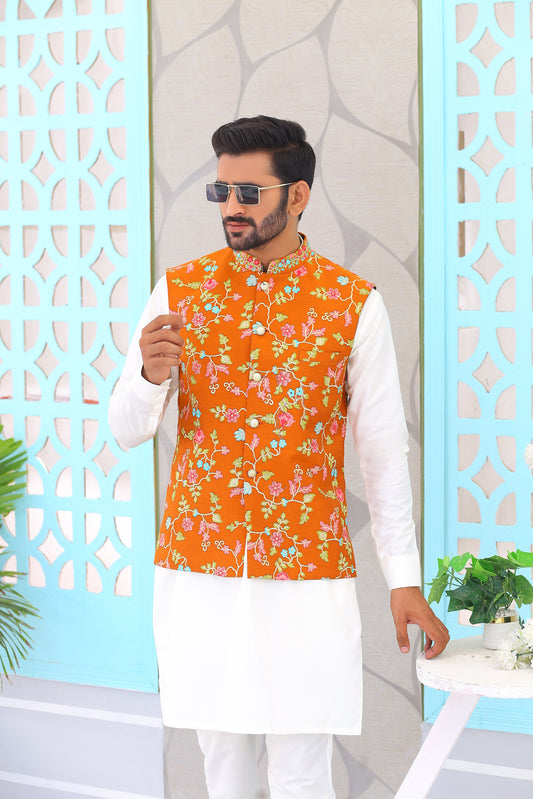 MC Embroidery Waistcoat For Men - Mashal Couture