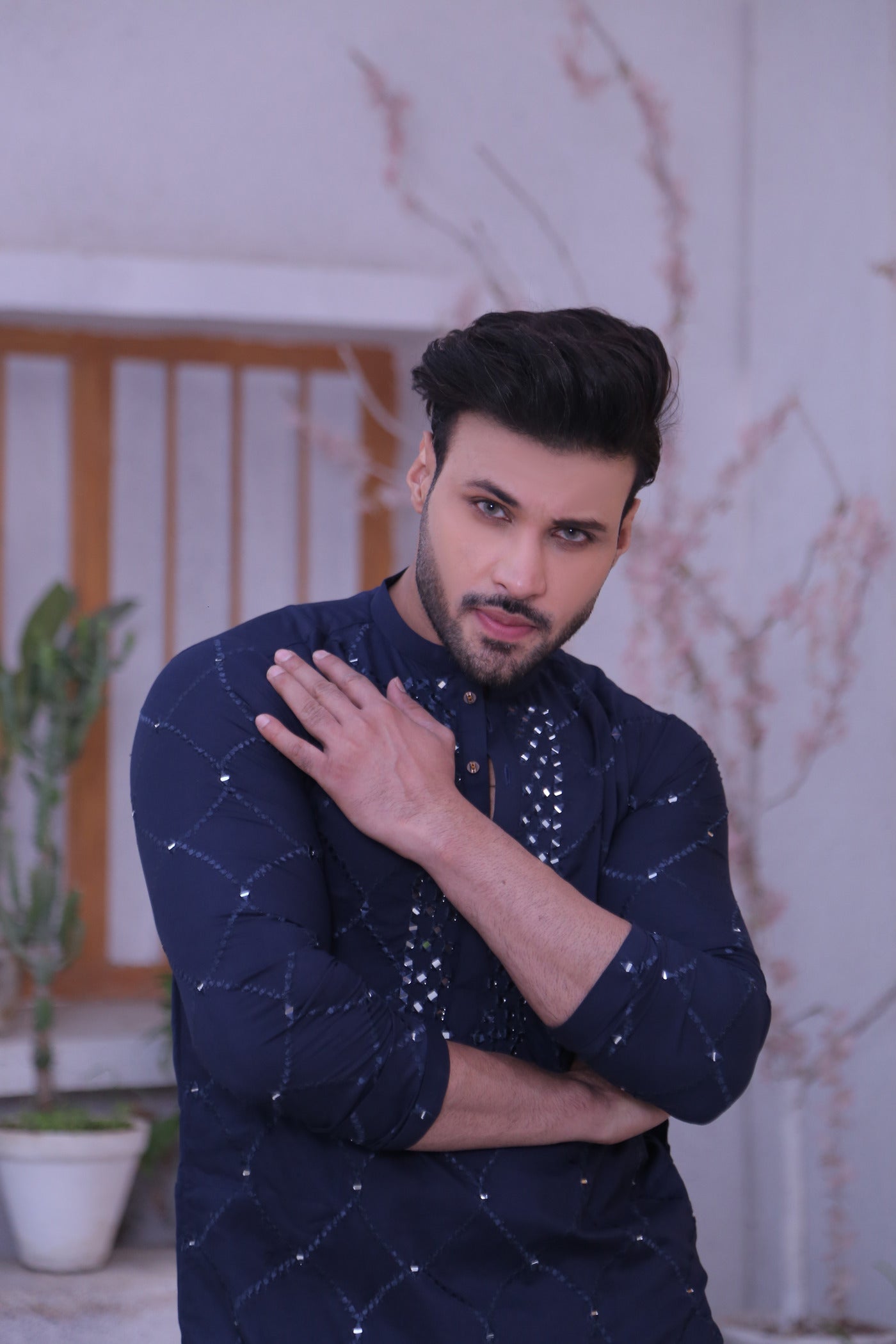 MC 14 MIrror Work Kurta For Men Design - Mashal Couture