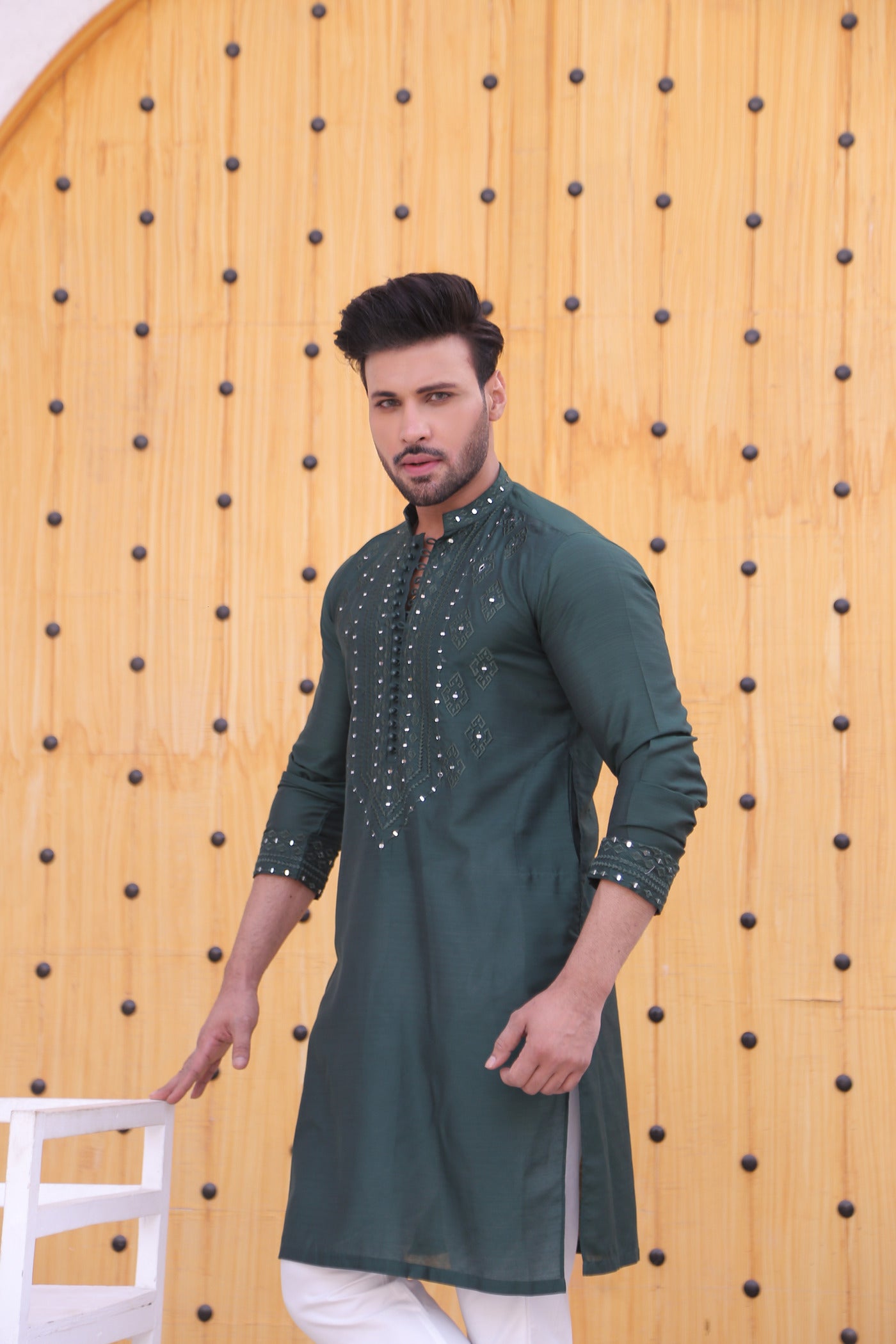 MC 08 Mirror Work Designing Kurta - Mashal Couture