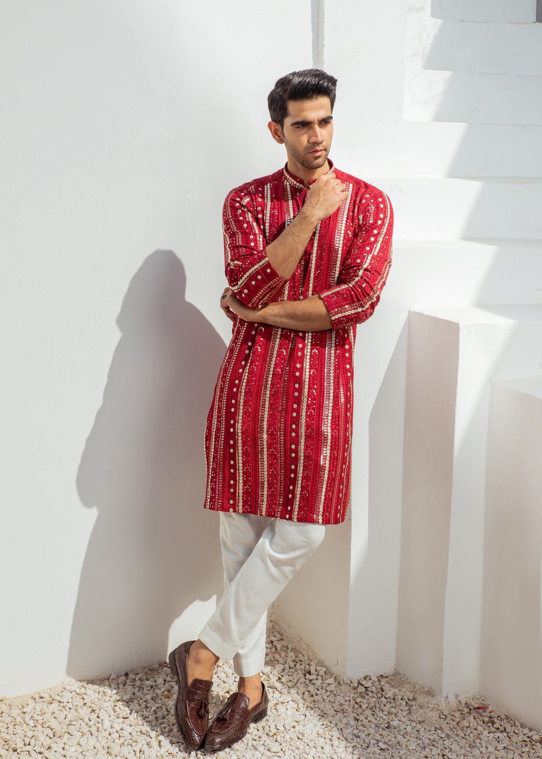 MC 25 Mirror Work Kurta And Pajama - Mashal Couture