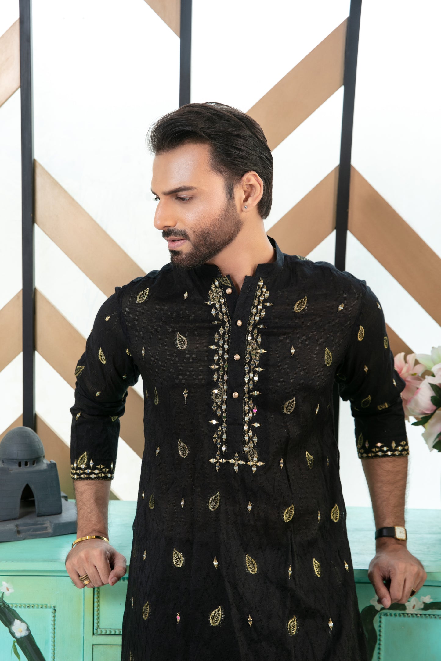 MC 02 Mirror Work Kurta Pajama Design - Mashal Couture
