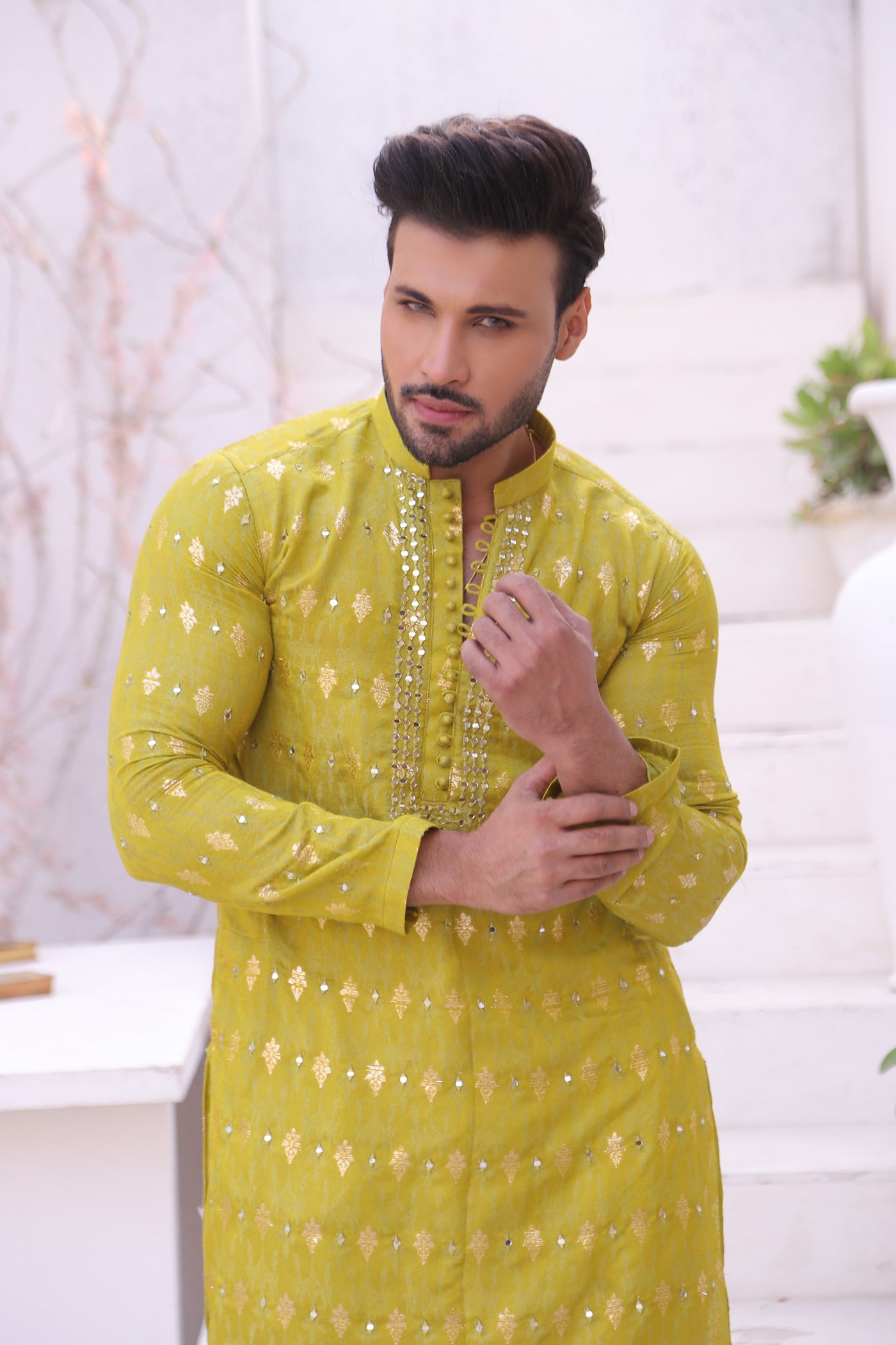 MC 11 Mirror Work Men Kurta Design - Mashal Couture
