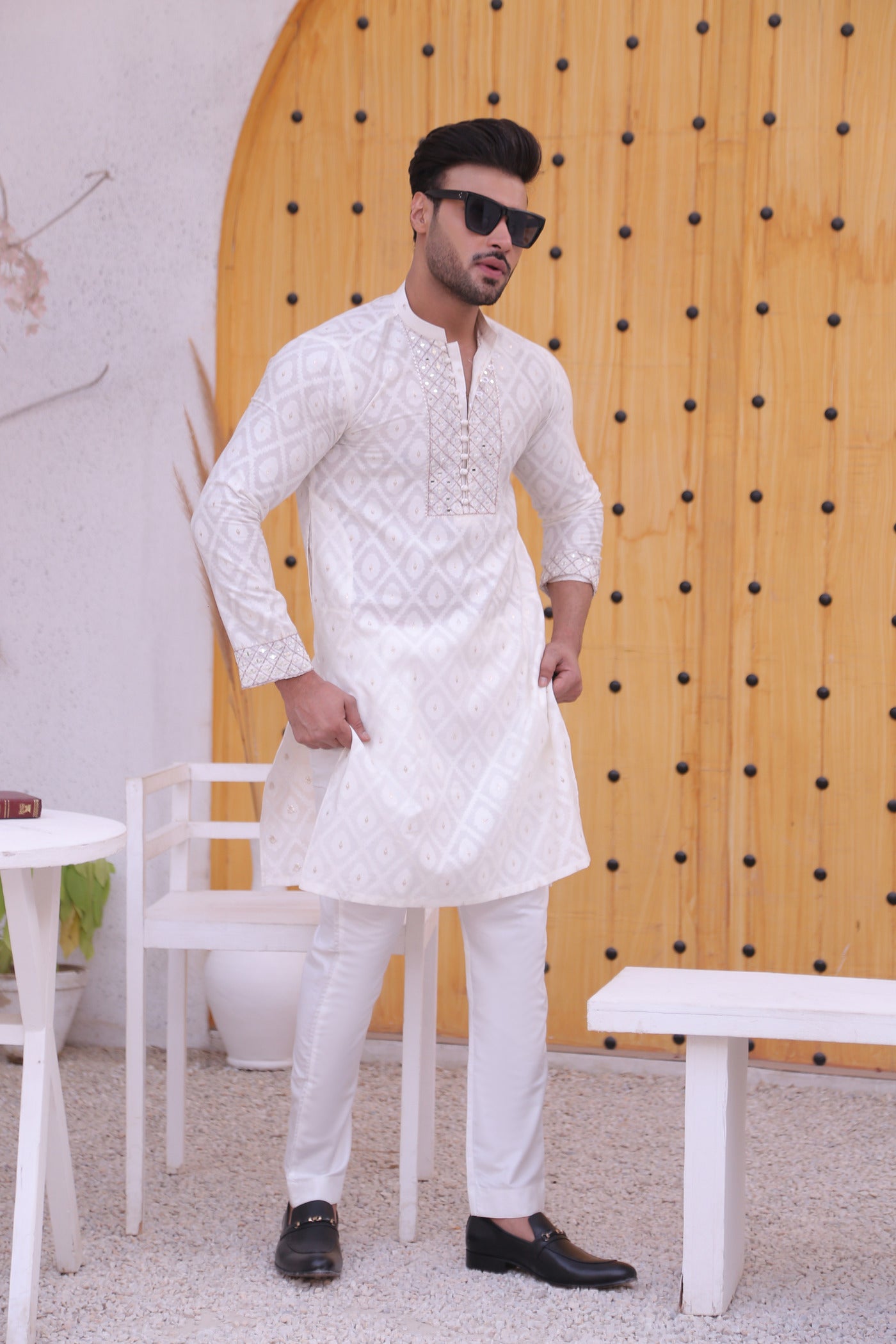 MC 13 Mirror Work Kurta For Men Design - Mashal Couture