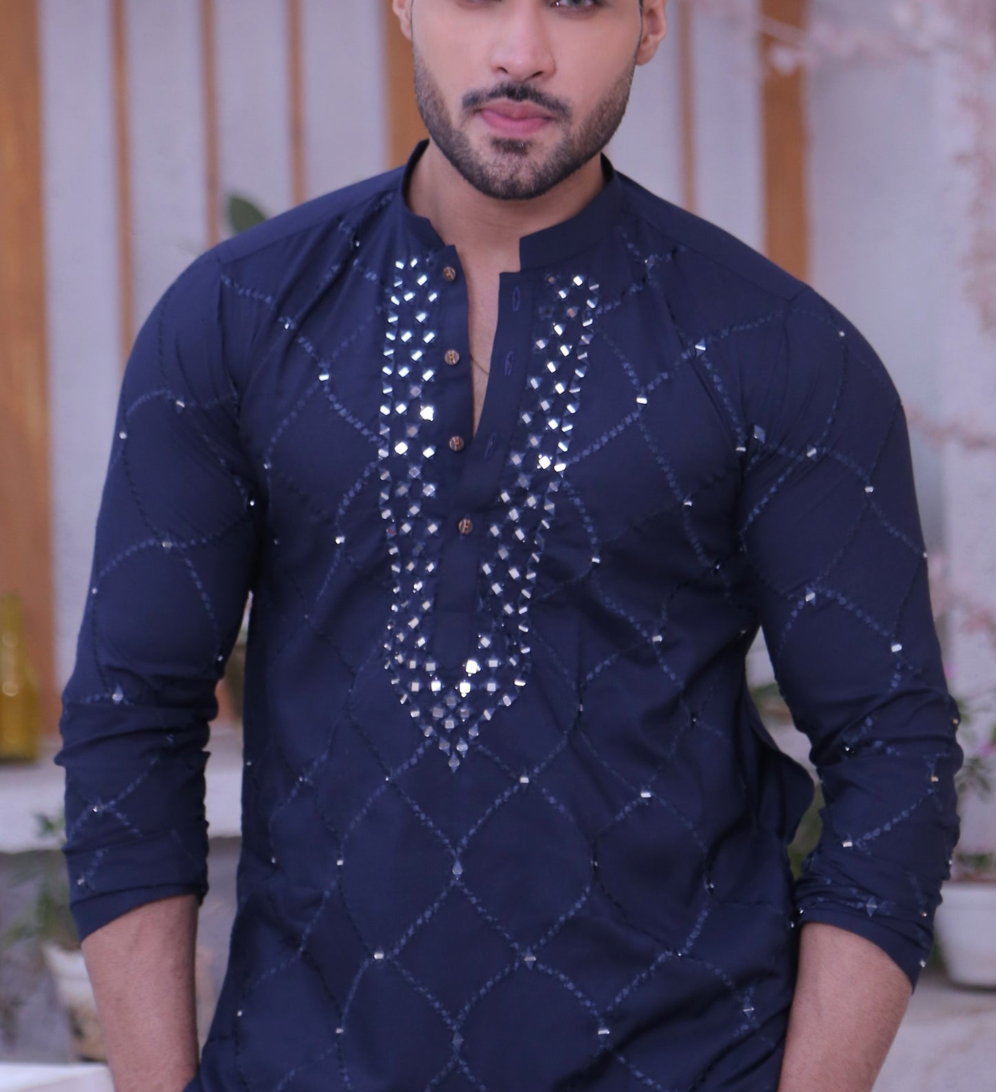 MC 14 MIrror Work Kurta For Men Design - Mashal Couture