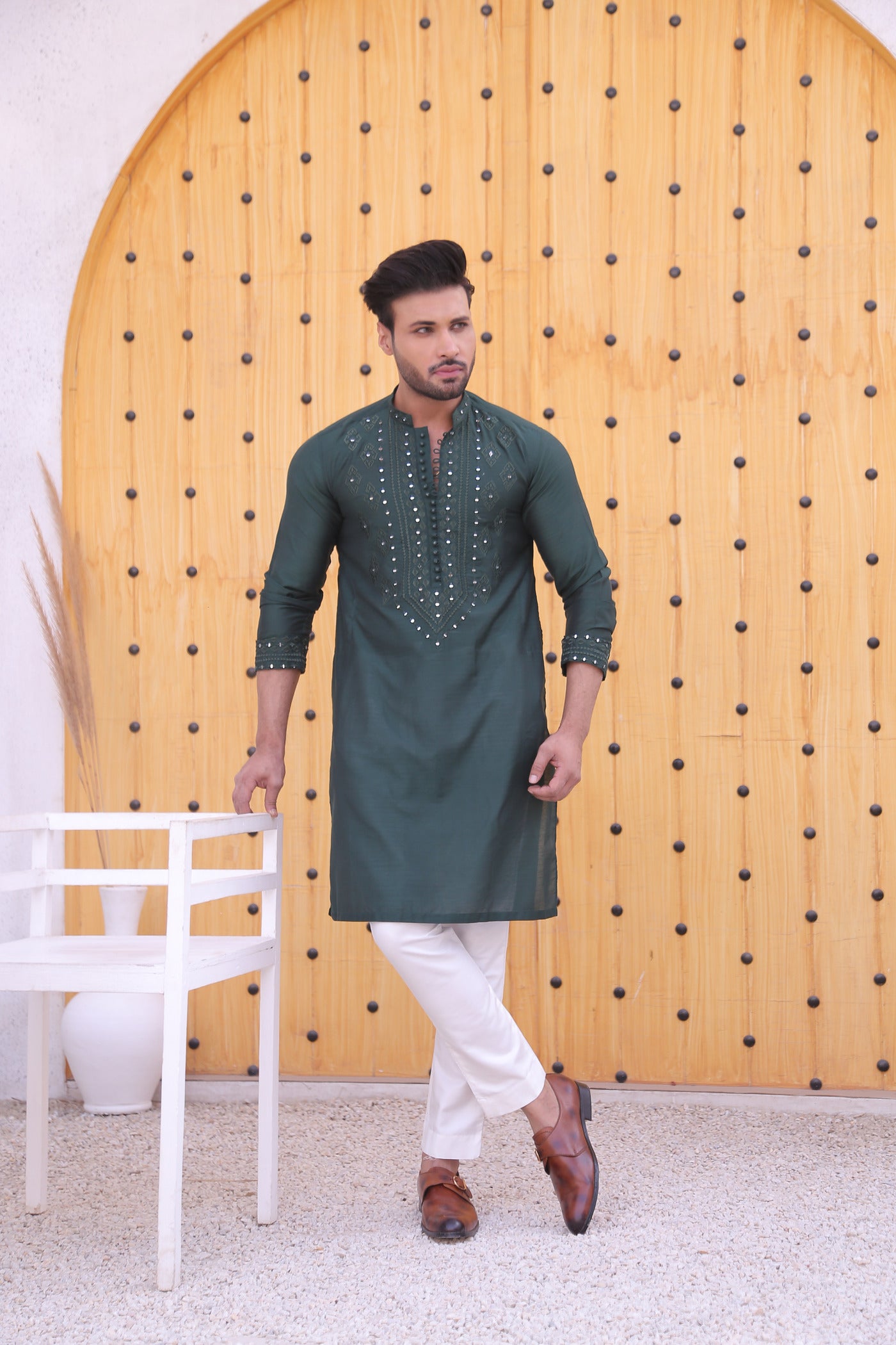 MC 08 Mirror Work Designing Kurta - Mashal Couture